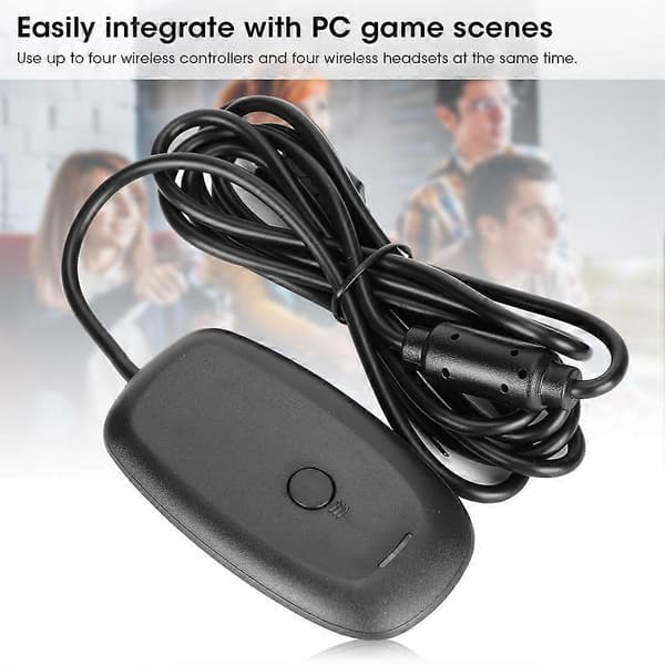For Xbox 360 trådløs gamepad PC-adapter USB-mottaker støtter Win7/8/10-system for Microsoft Xbox 360-kontrollkonsoll Musta