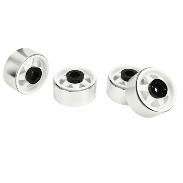 4 stk Beadlock Hjul Felg Offset ‑8,9 mm Metall Deep Dish Hub Hjulfelger for Axial SCX10 90046 1,9 Tommer Hvit