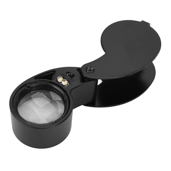 40X Forstørrelsesglass Lupe LED-lys Høytransmittans Bærbare Smykkeforstørrelsesglass med aluminiumlegeringsskal for eldre Svart