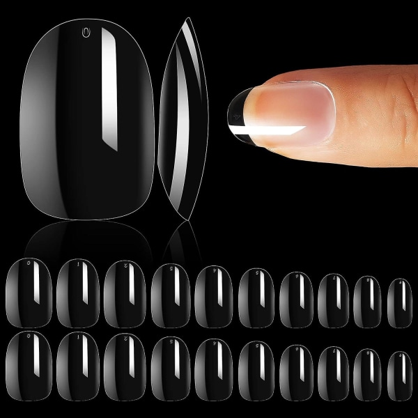 500st kort oval nagelspets, tryck på naglar, cover naturliga lösnaglar, falska naglar, 10 storlekar för nagelsalonger