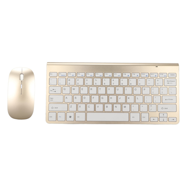 Tangentbord Mus Set 2.4G trådlöst 78 nycklar USB Tunna Etsade Keycaps Ergonomi Mute Button Datortangentbord Mus Guld
