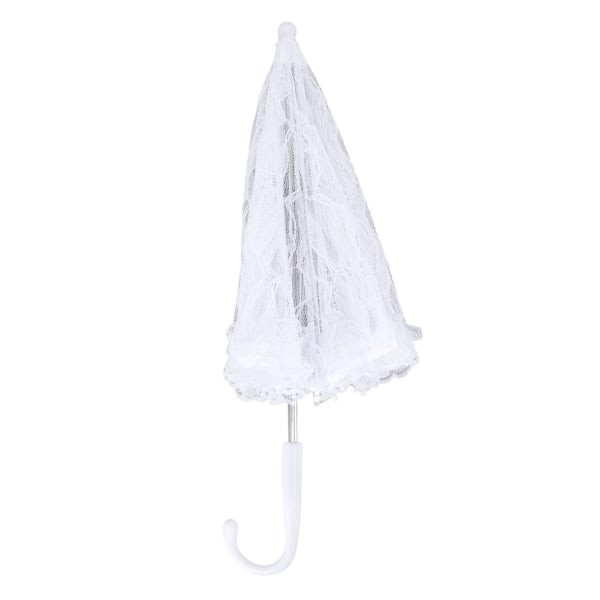 Vit spets parasoll paraply J-handtag elegant utseende brudspets paraply för bröllopsfest dekorationer bal