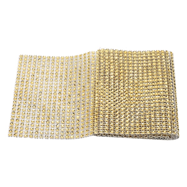 24 rader Plast Rhinestone Mesh Band Sömnad Trim plagg Tillbehör Dekoration Guld