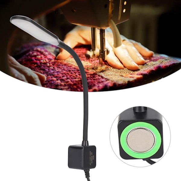 Symaskine LED-lampe 30 perler Patch Arbejdsbordlampe Magnetisk base 110V-240V(US-stik Sort)