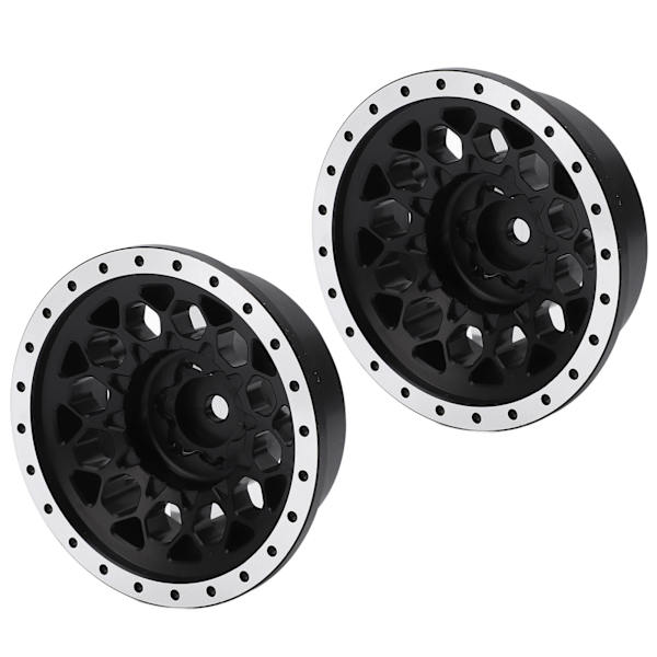 2 stk RC Hjulnav Felg Profesjonell Aluminium Legering Hjulnavsett for Axial SCX6 1/6 RC Bil Svart