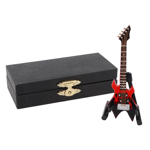 Basmodell Miniatyr träsimulering Gitarrmodell Musikinstrument OrnamentRöd