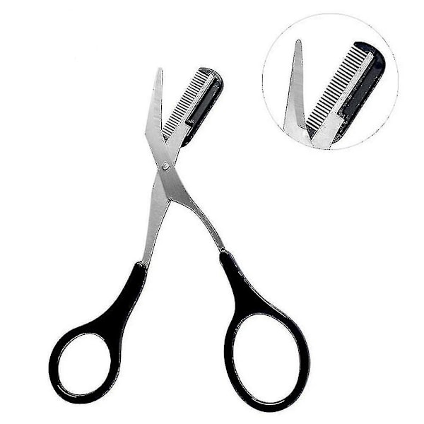 Precision Eyebrow Trimmer Beauty Tool med kam och halkfria fingergrepp - Svart/Silver Tone