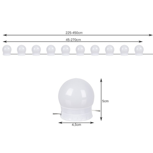 【NX】LED Lights for Makeup Mirror Dressing Table - Attach around mirror Vit white