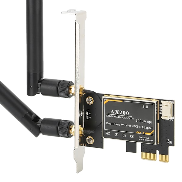 For Intel AX200 5G WiFi-kort Dobbelt bånd Bluetooth 5.1 PCIE trådløst kort med antenne for Windows 10 64bit/ for Linux PC Desktop