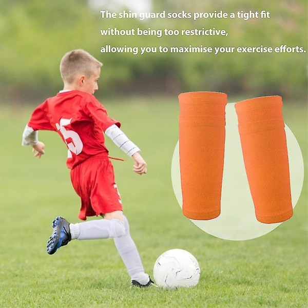1 par Fotball-Shin Guard-sokk, benstøtte, leggermer orange L