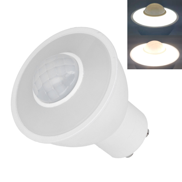 GU10 LED-pære med infrarød bevegelsessensor 5W 500LM Taklampe for korridor AC100-240V hvitt lys