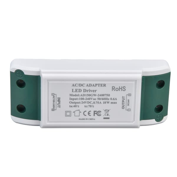 LED-driver 24V DC 0,75A 18W Stillegående drift Konstant strøm 24V Transformator Kompatibel med LED Strip-lys AC100‑240V