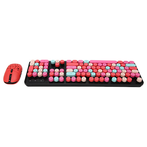 Trådløst tastatur og mus Combo 2.4G trådløs modus Enkel å bruke Retro Punk-tastatur med 3 DPI justerbar spillmus blandet farge Rød