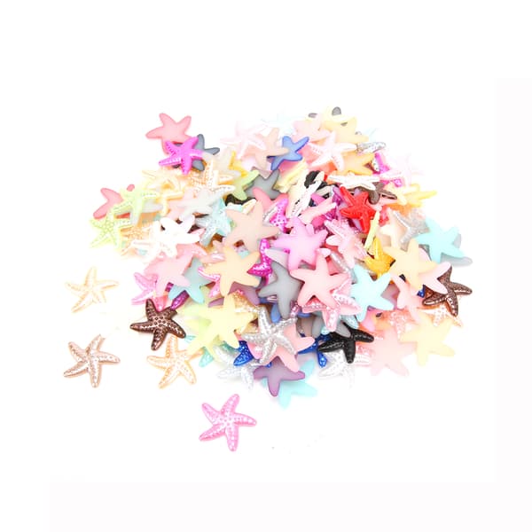 200 stk. Resin Charm Søstjerneform Imitation Perle Sticker Mobiltelefon Dekorationsmateriale