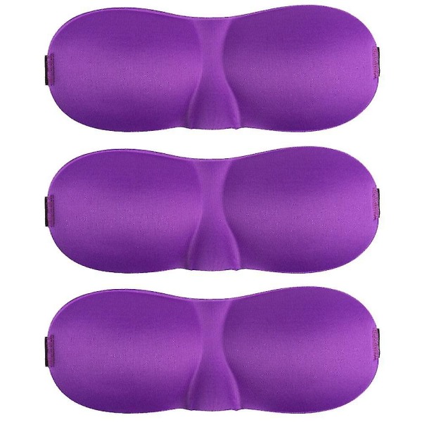 Sömnmaskpaket med 3, ljusblockerande 3d-ögonmasker för sömn, ögonbindel för sidosövare Purple
