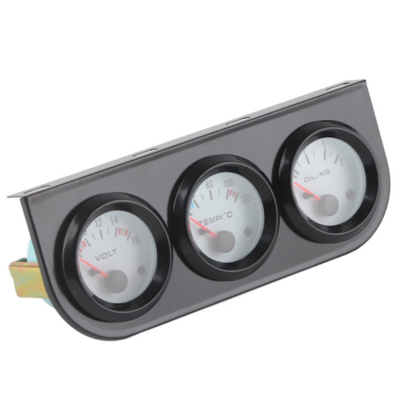Universal Bil Triple Gauge Kit Vandtemp+Volt+Olietryk Måler 52mm Instrument