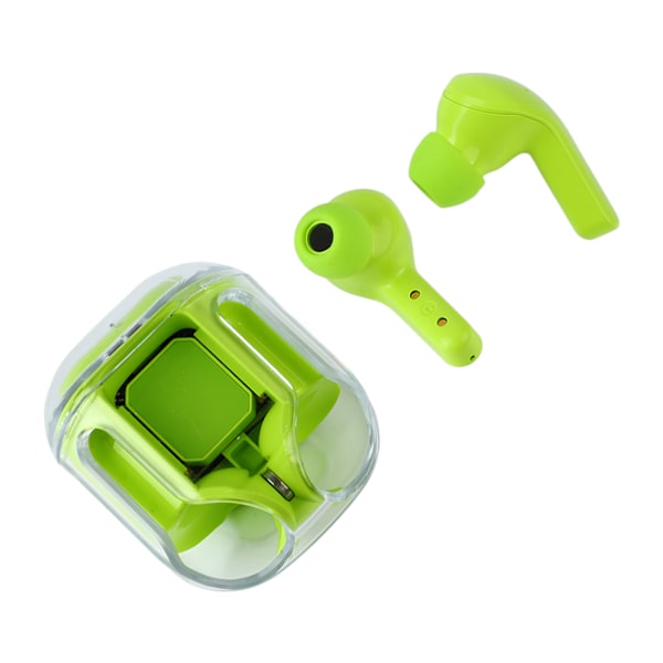Trådlösa Hörlurar Mini Transparent ENC Brusreducerande HiFi Förlustfri Ljud Djup Bas Bluetooth Hörlurar med Digital Display Grön
