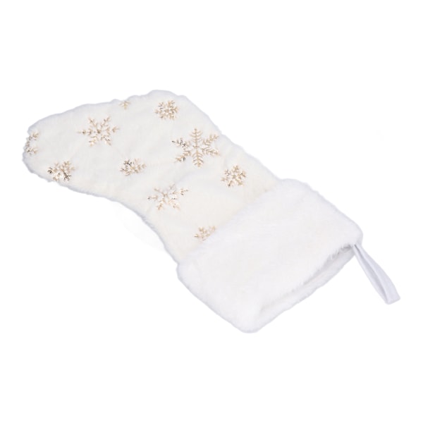 Polyester julstrumpa hängsmycke med broderi snöflinga mönster julgran dekoration prydnad guld