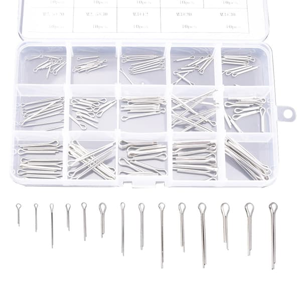 【NX】150 stk. 15 slags 304 rustfrit stål splitstifter Kit M1 M3