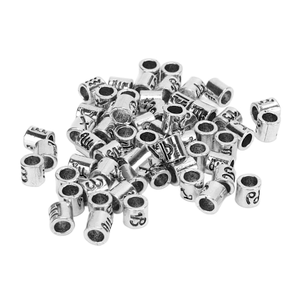 60 st Spacer Beads Vintage Silver 12 Zodiac Large Hole Beads Handgjorda DIY Armband Smycken Att göra Spacer Beads