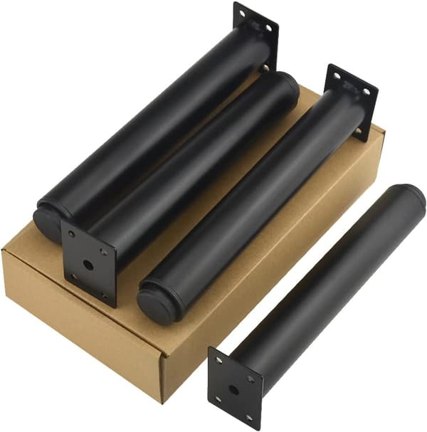 Sæt med 4 justerbare møbelben i sort metal, 25-40 cm, robuste skabs- og sengeben til borde, senge og sofaer.