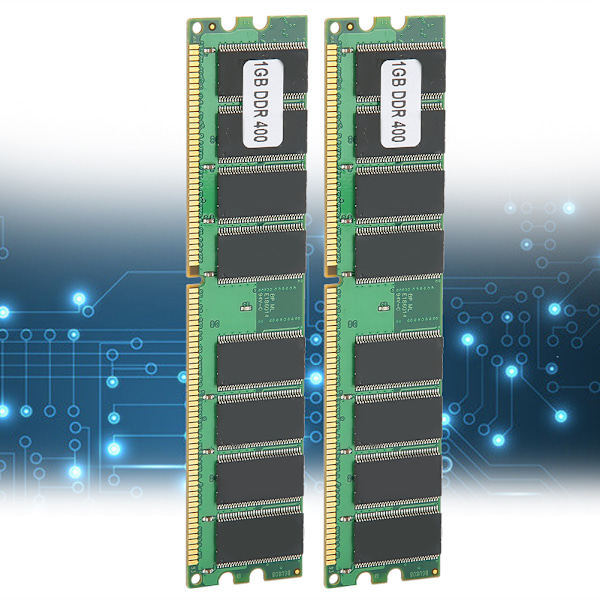 2 stk. Hukommelsesmodul Desktop Computer Dobbeltsidet 16-Grain DDR 1GB 400MHZ PC-3200