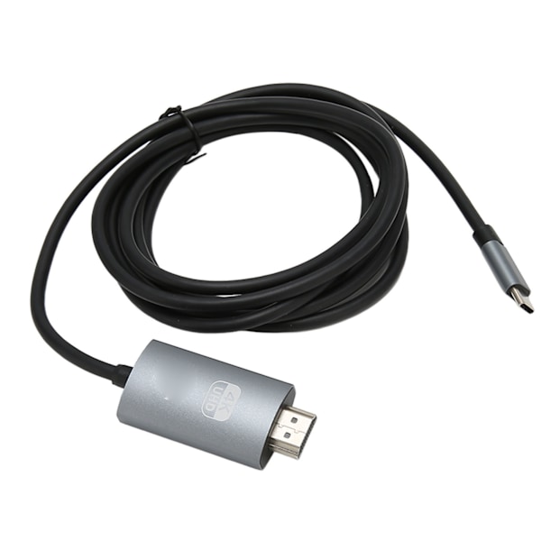 Type-C - HD-liitäntäkaapeli, tukee 4K 30Hz, Plug and Play, Type-C - HD-kaapeli televisiolle ja näytölle, musta ja harmaa