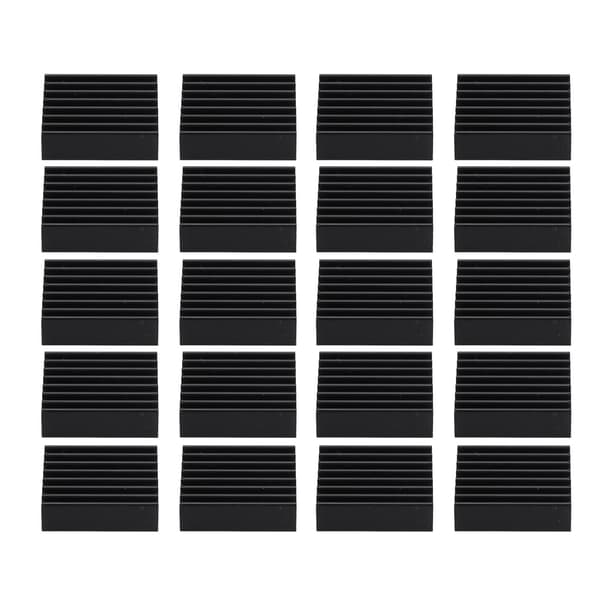 20 stk. køleplader Mini sort aluminium elektronisk komponent køleplader til PC-chips IC strømforsyninger elektrisk udstyr med klæbemiddel