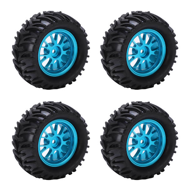 4 stk RC bilgummidæk med blå nav V-form til WLtoys 144001 1/14 fjernstyret bil