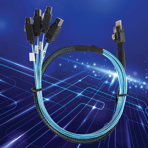 12 Gbps Forbindelseskabel MINI SAS 38p SFF-8654 til 4 x Sata Server Dataoverførselskabel