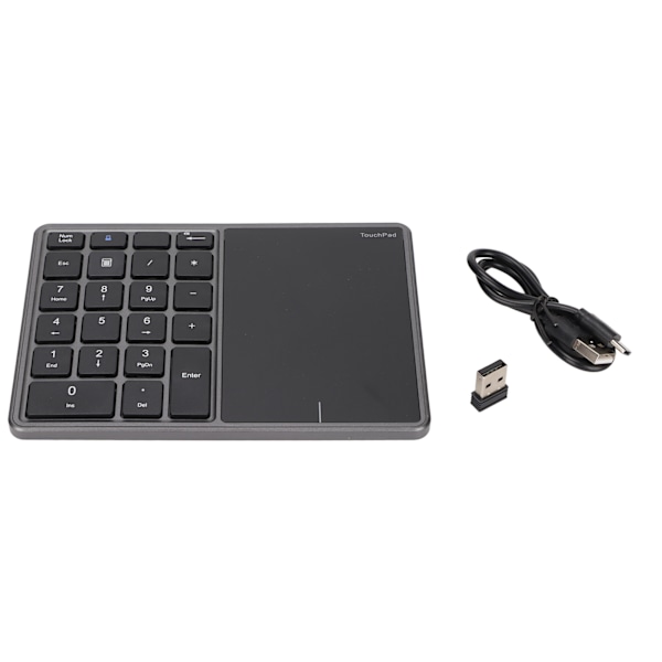Trådløst numerisk tastatur Touchpad Design 22 taster 2,4G Dual Mode Tilkobling Type C Grensesnitt Bærbar Tastatur Grå