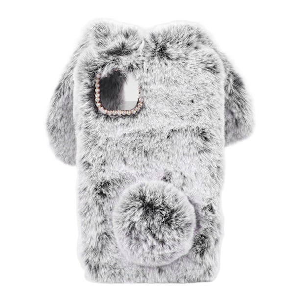 Söta kaninöron Plyschtelefonfodral Soft Grey Bunny Ears Telefonskyddsfodral till Iphone 11