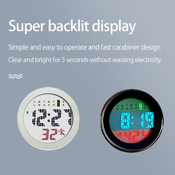 Multifunktionell självlysande Clip On Carabiner Watch Mini Quartz Watch Compass för utomhusklättringsaktiviteter