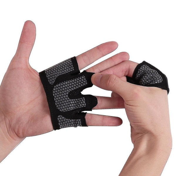 1 par Gymnastikhandsker Skridsikre halvfingerhandsker Fitness Vægtløftning Sports Palm Protector Black S