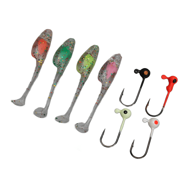 Fiskedrag Kit Silikonagn TPE Soft T Hale med fiskekroge Transparent opbevaringsboks til ferskvands saltvand