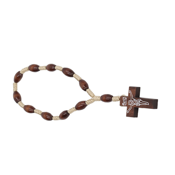 Trä Rosenkrans Liten Portabel Stark Trä Krucifix Stil Handgjord Katolsk Rosenkrans för Dop Katedral