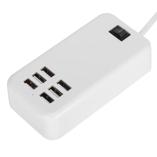 Laderadapter 6 Port 30W USB Skrivebord Hurtigladerstasjon Hub 100‑240VEU Plugg