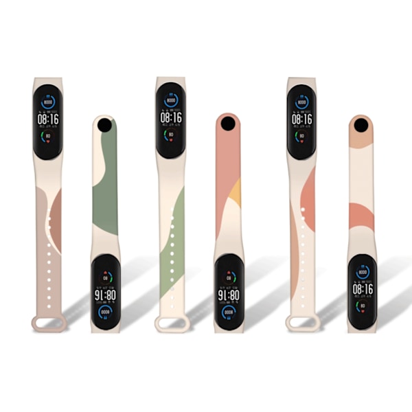 Färgglad rem kompatibel för Xiaomi Mi-band 3/4/5/6 Mjuk TPU-ersättningsarmband för handledsrem