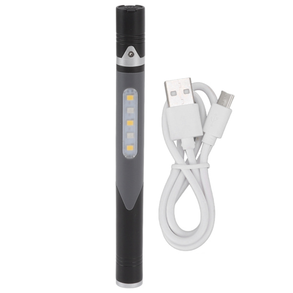 Pen Lygte USB Opladning 3 Lys Kilder LED Chip Clip Design Meget Brugbar Pen Lys Lygte til Reparation Hospital Sort