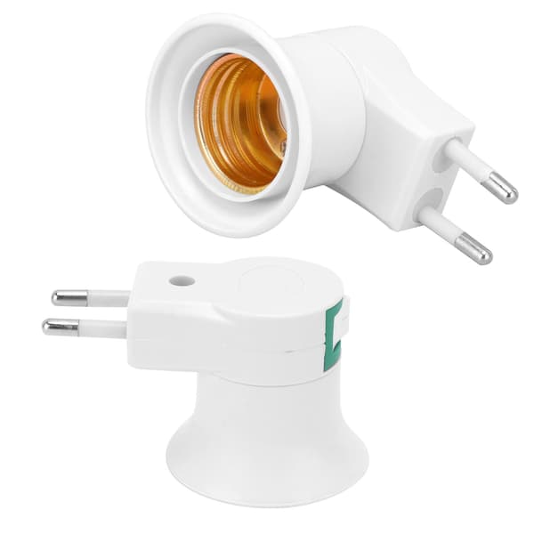 2 stk. E27 lampefatningsadapter med afbryder PVC skruefatning lampebase EU-stik 220V