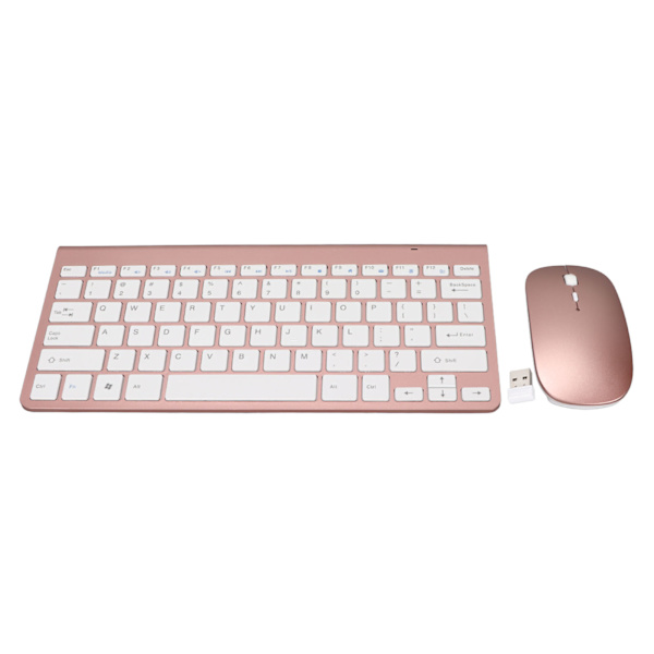 Tangentbord Musset 2.4G trådlöst 78 nycklar USB Tunna Etsade Keycaps Ergonomi Mute Button Datortangentbord Mus Rose Gold