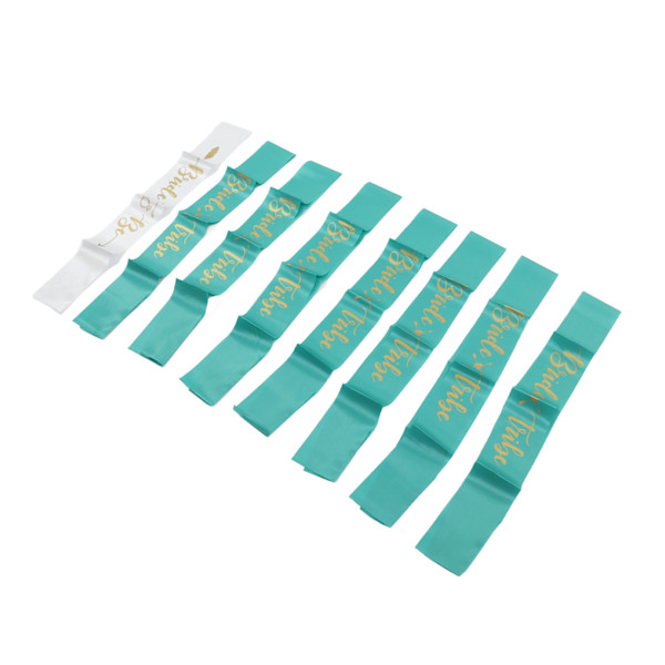 8 stk Brud Brudesvenn Sash Gull Bokstaver Hypoallergent Material Bryllup Bride To Be Sash Sett for Bryllupsfester Hvit Grønn