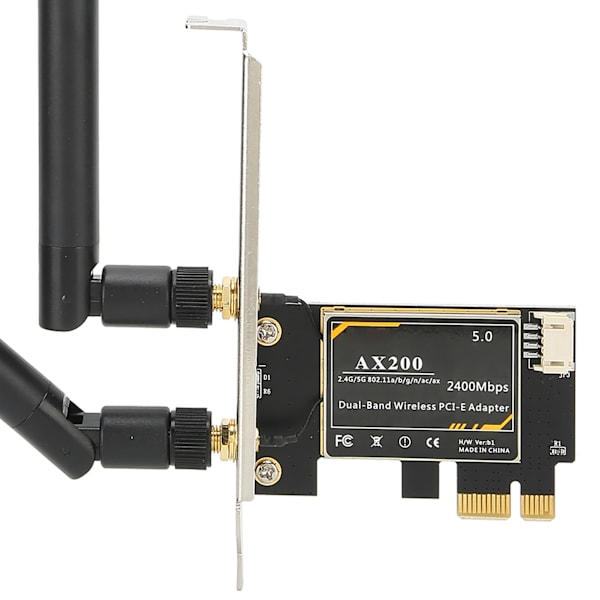 For Intel AX200 5G WiFi-kort Dobbelt bånd Bluetooth 5.1 PCIE trådløst kort med antenne for Windows 10 64bit/ for Linux PC Desktop