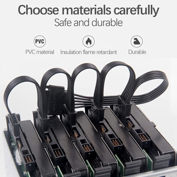 15-stifts SATA Power Splitter-kabel Power för gör-det-själv PC-server Praktiskt bearbetad