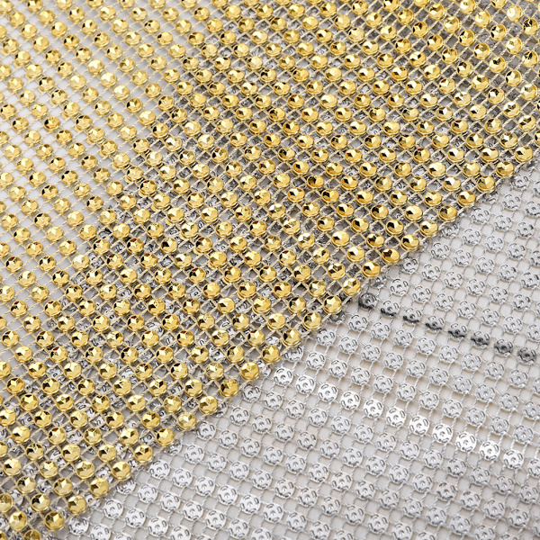 24 rader Plast Rhinestone Mesh Band Sömnad Trim plagg Tillbehör Dekoration Guld