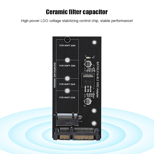 M.2 NGFF SSD til SATA 22PIN Harddisk Stabil Ydelse Adapter Riser Kort