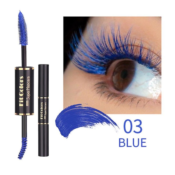 Double-ended Color Mascara - Vandtæt tyk krølning Langvarig anti-sved Blue