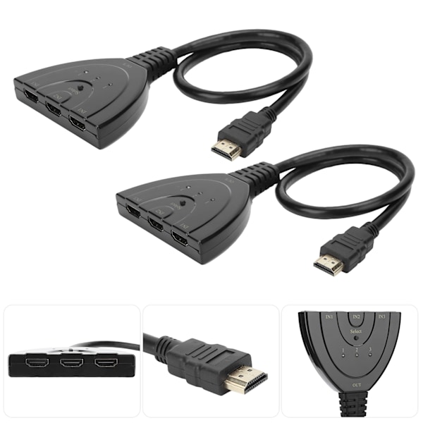 2 stk. HDMI Splitter 3 Port 4Kx2K Multifunktionel Hub Box Switcher til LCD HD TV