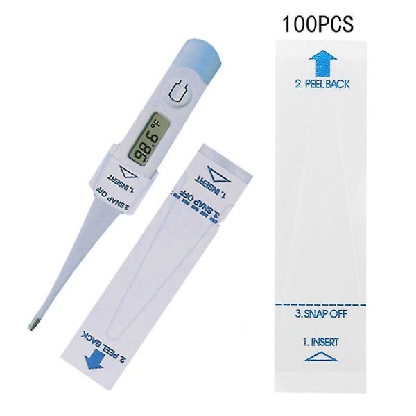 100 stk digitalt termometer sondedeksler Universal engangsbeskytter for nøyaktig sanitær oral, rektal og underarm