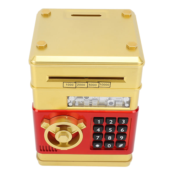 Spargris Pengar Mynt Kan Auto Scroll Papper Pengar Sparlåda Mini ATM Mynt Bank Pengar Spara Box med Lösenord för Pojkar Flickor Leksak Present Guld
